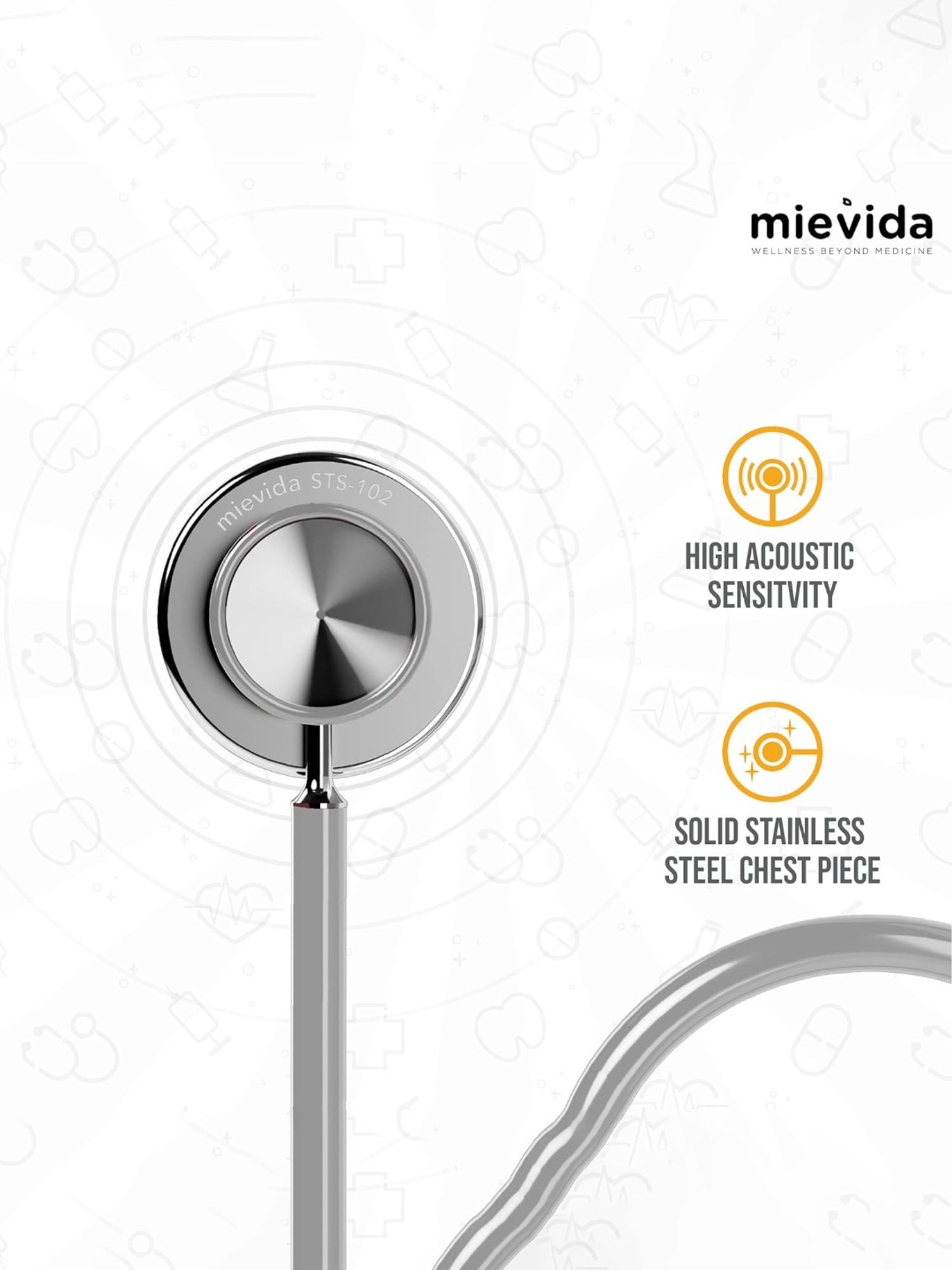 Mievida STS 102 Cardiology Stethoscope (Grey)