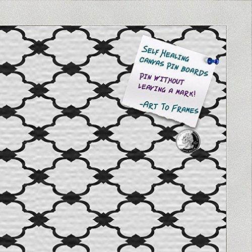 PinPix decorative pin cork bulletin board made from self-healing canvas, Elegant Quatrefoil Garland Design printed at 16x16 Inches and framed in Satin White Frame(WOM59504)