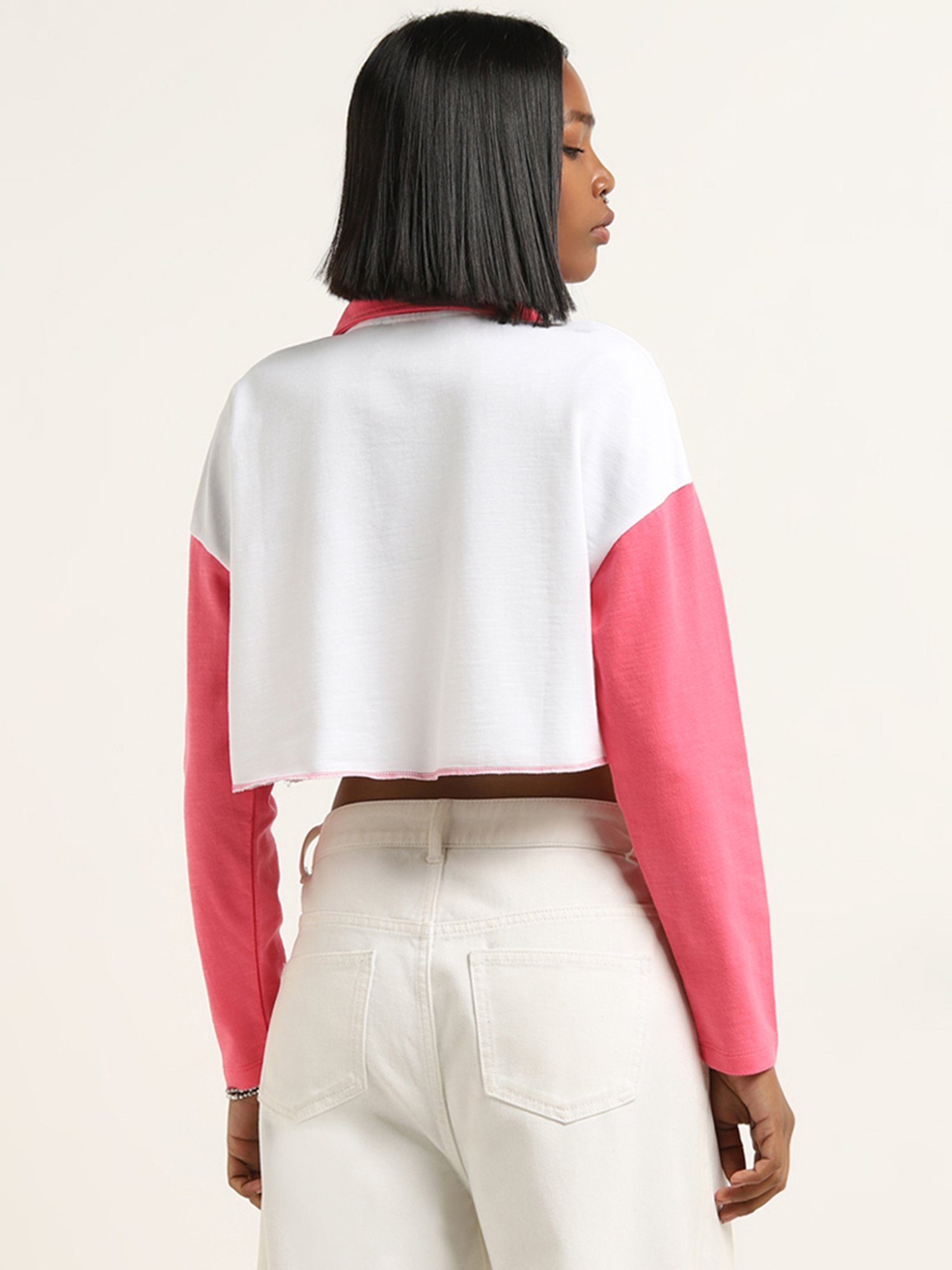 Nuon by Westside White Text Design Cropped Cotton T-Shirt