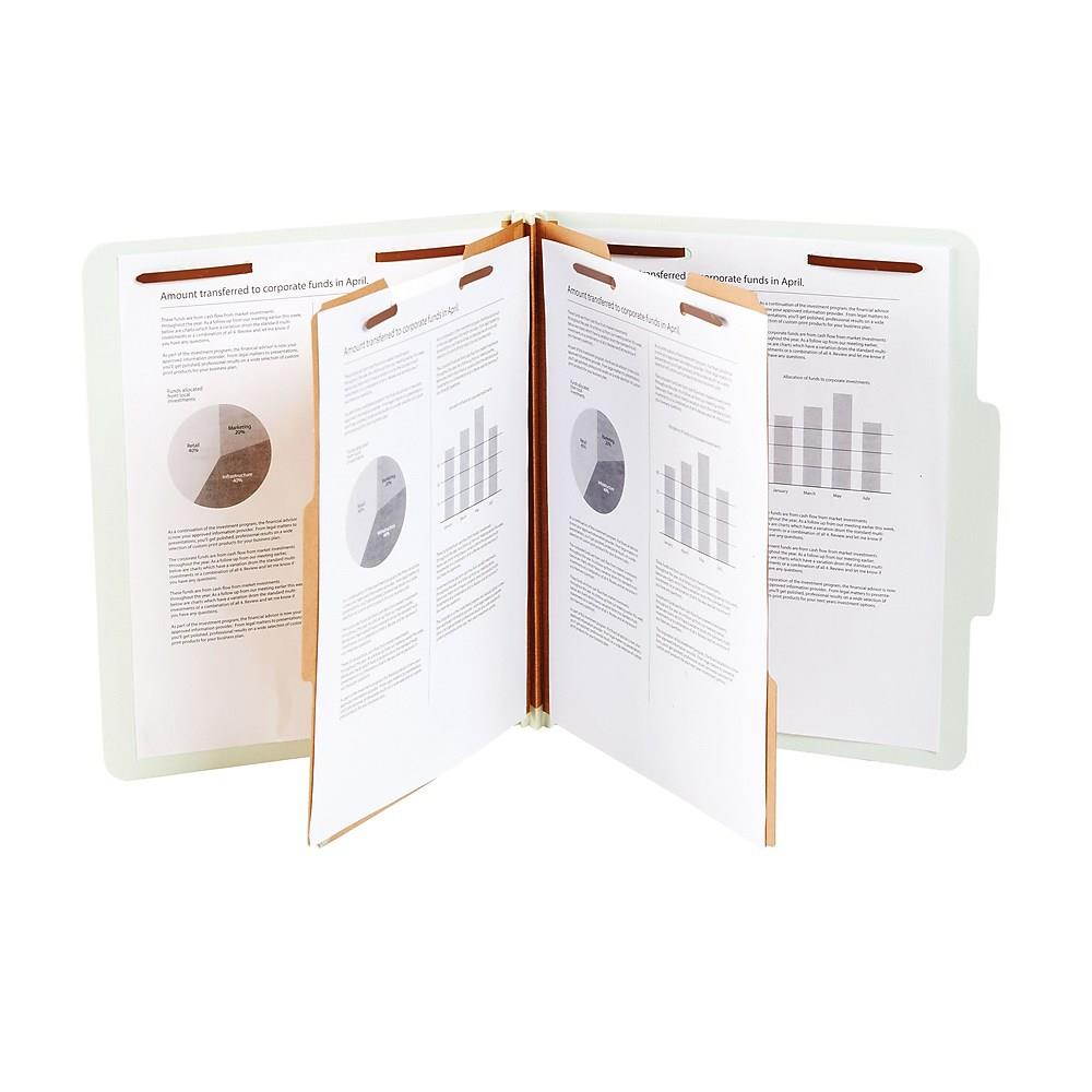 Staples Pressboard Folders 2/5-Cut Top Tab Ltr 2 Div. Lt Gy 10/BX 811394