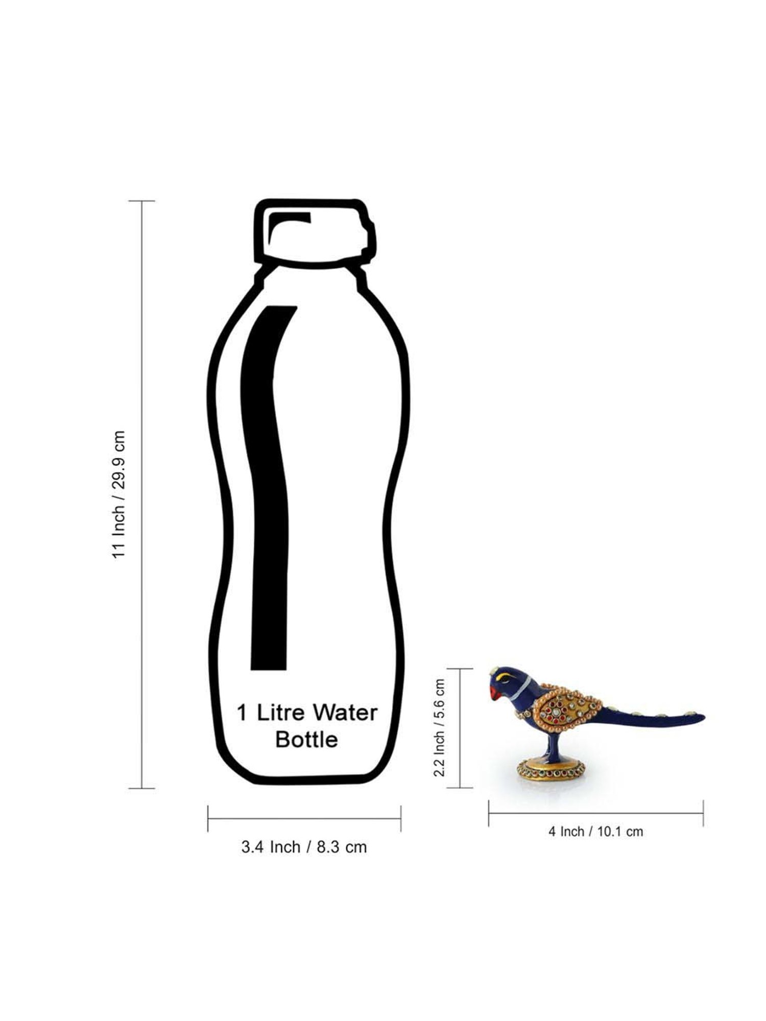 ExclusiveLane Royal Blue & Golden Metal Meenakari Singing Parrot Decorative Showpiece Figurine