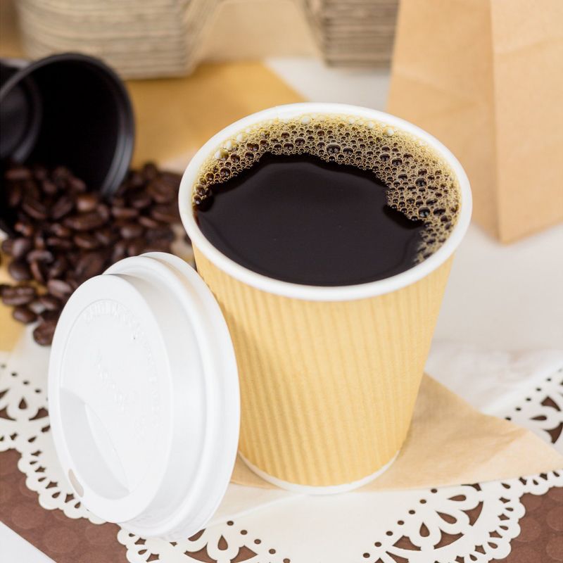 Karat C-K512W 9 Ounce Ripple Grip Sturdy Insulated To Go High Quality Recyclable Paper Hot Cups for Coffee, Tea, and Hot Chocolate, 500, Beige