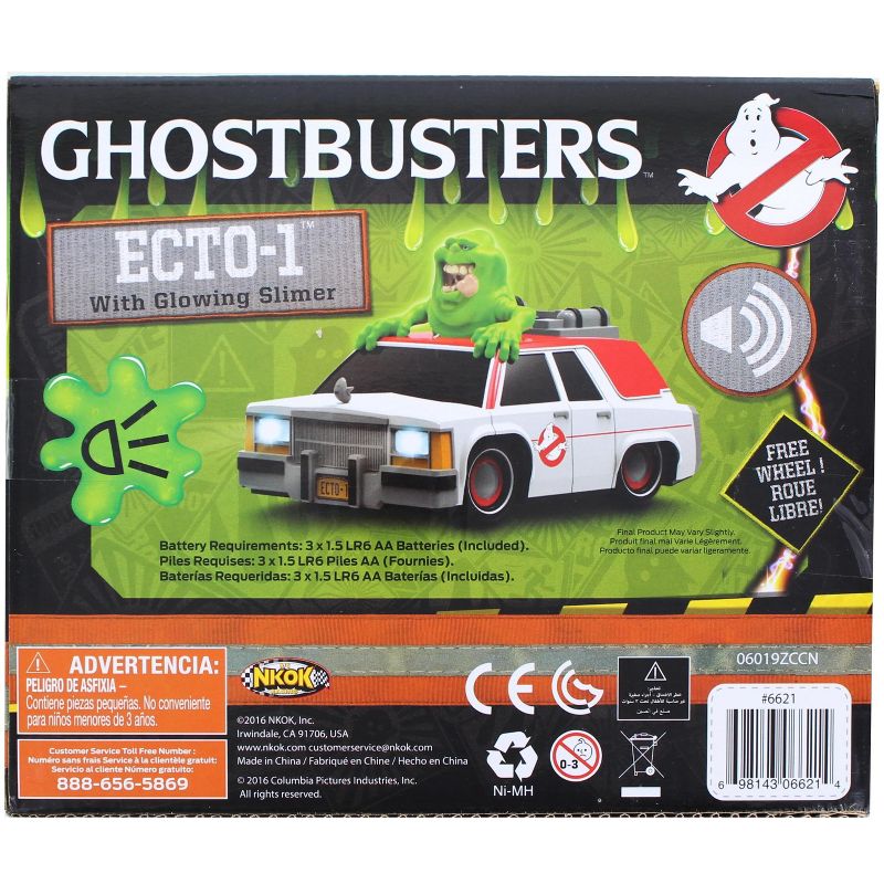 Nkok Ghostbusters Lights & Sound ECTO-1 Vehicle w/ Glowing Slimer Figure