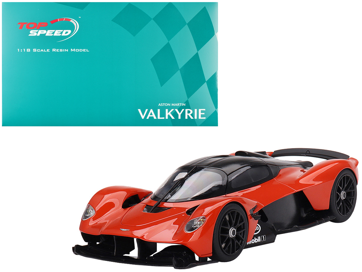 Aston Martin Valkyrie Maximum Orange with Black Top 1/18 Model Car by Top Speed