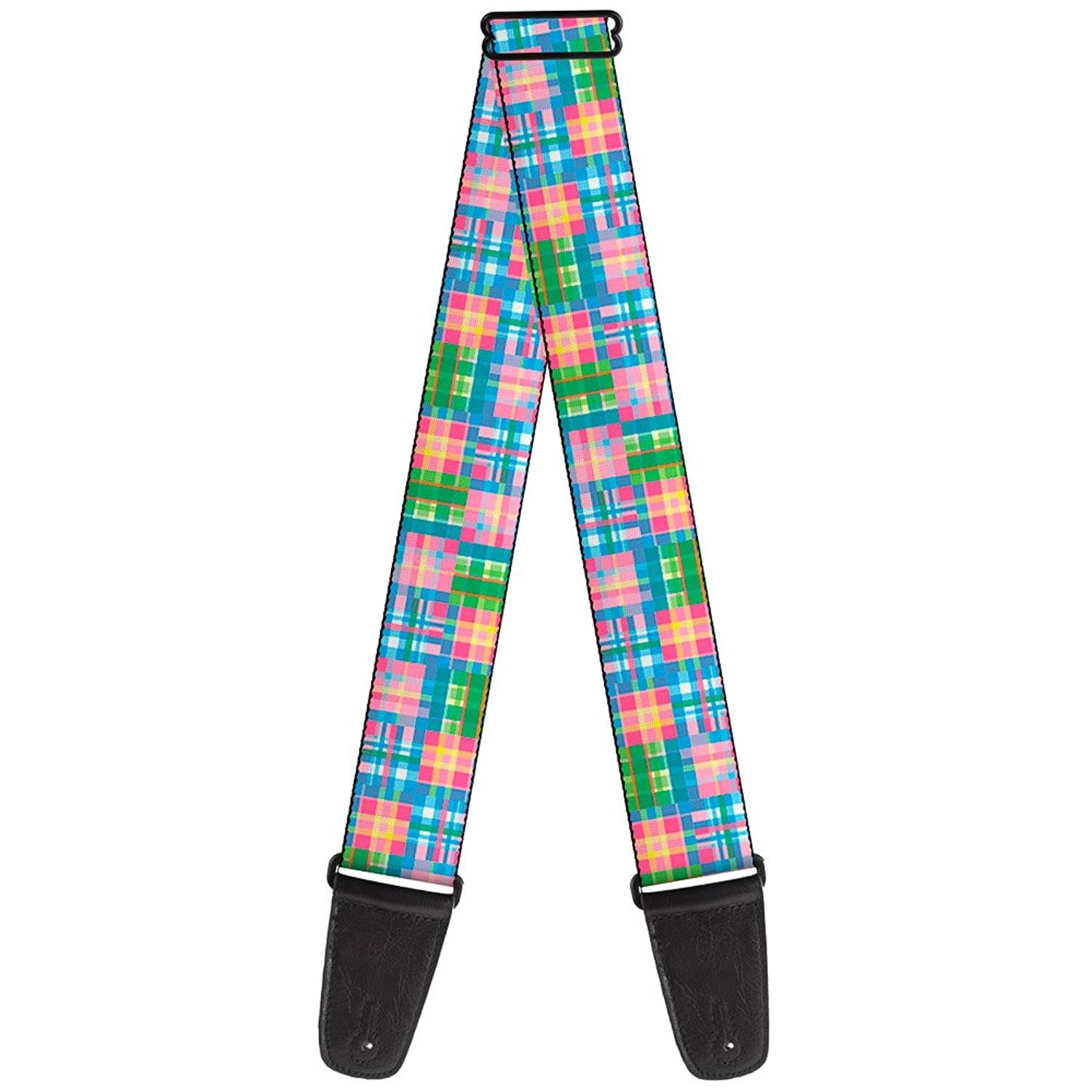 Guitar Strap Madras Plaid Pink 2 Inches Wide