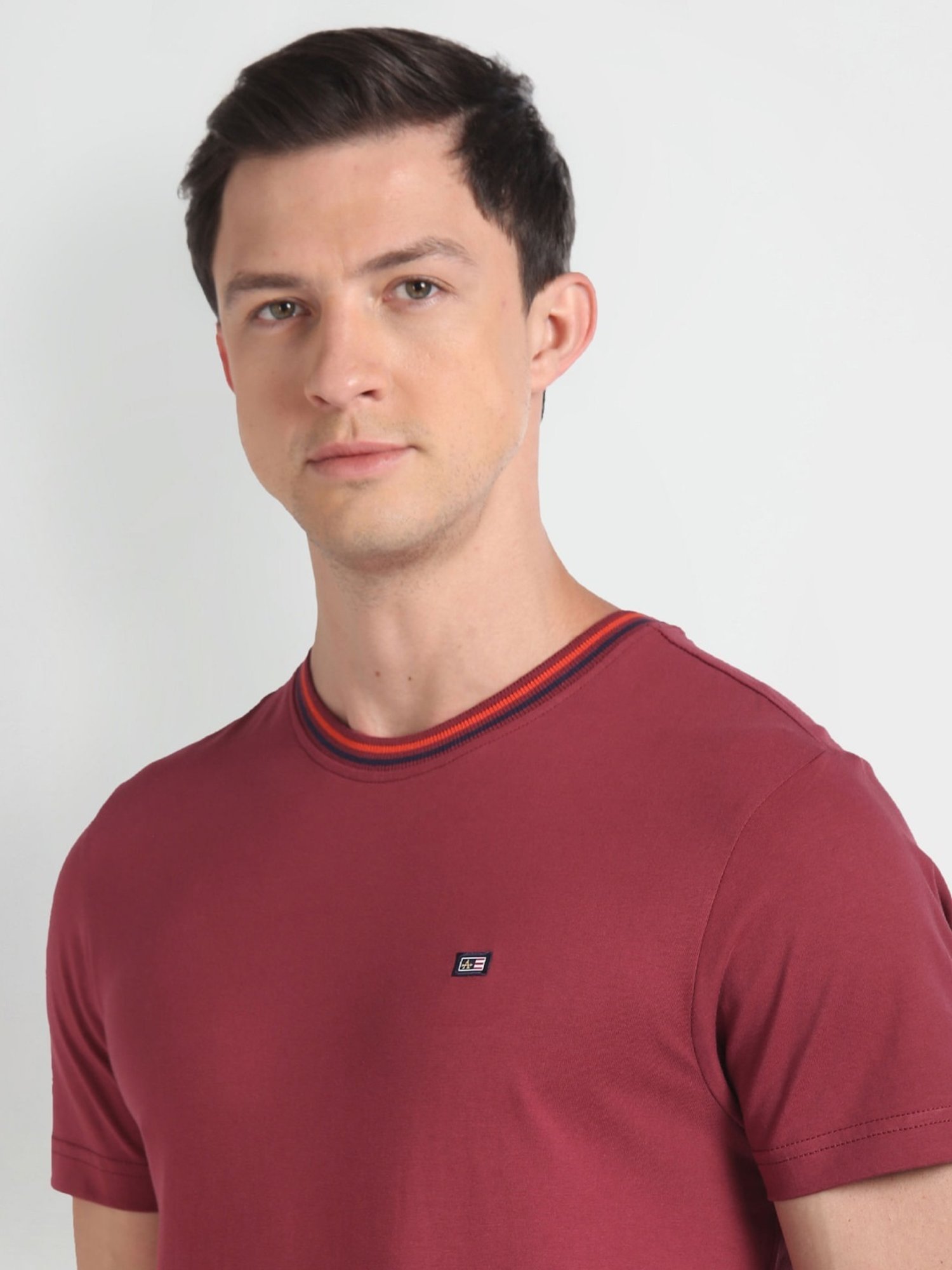 Arrow Sport Red Cotton Regular Fit T-Shirt
