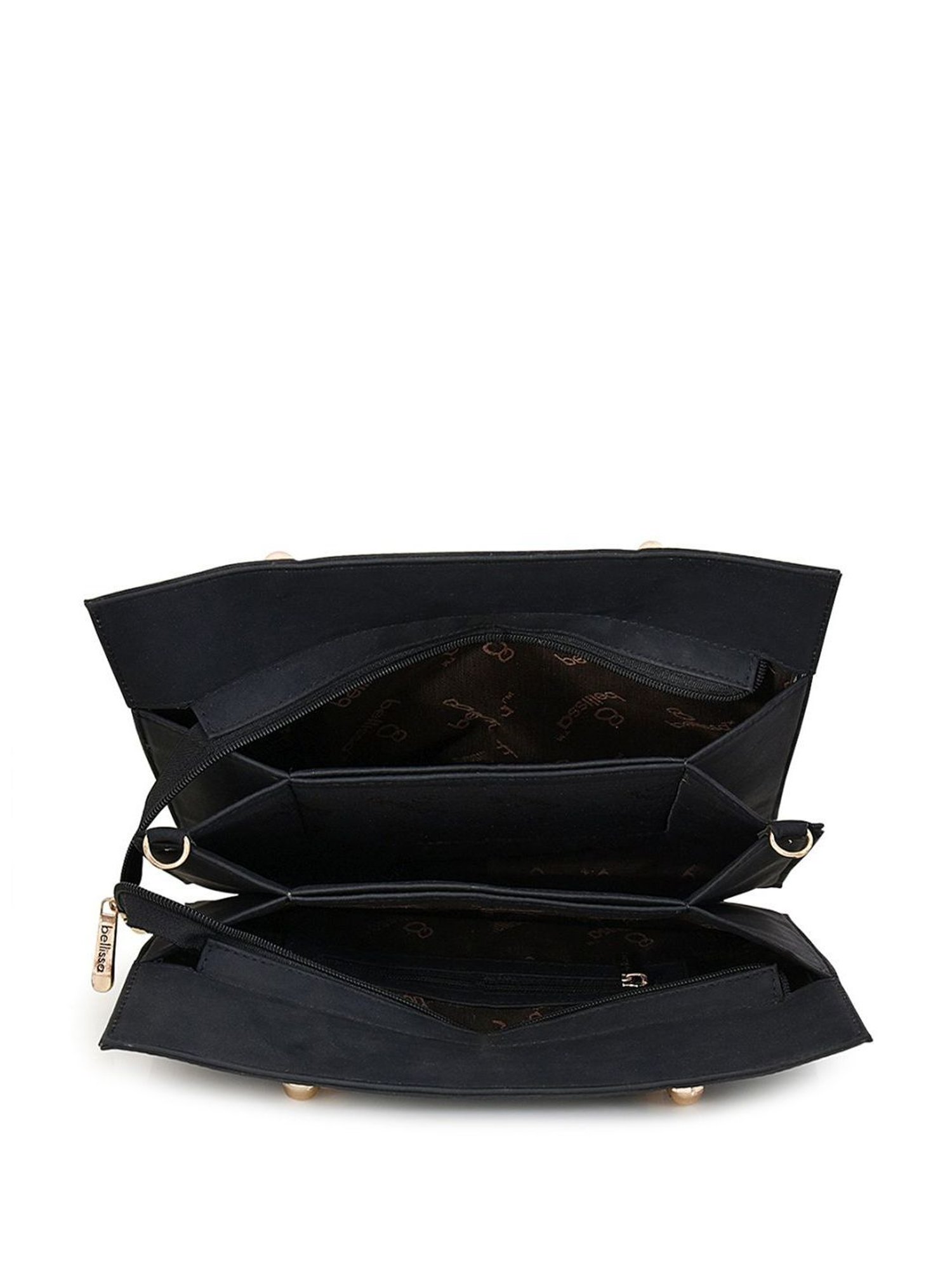 Bellissa Black Solid Medium Elegant Handbag