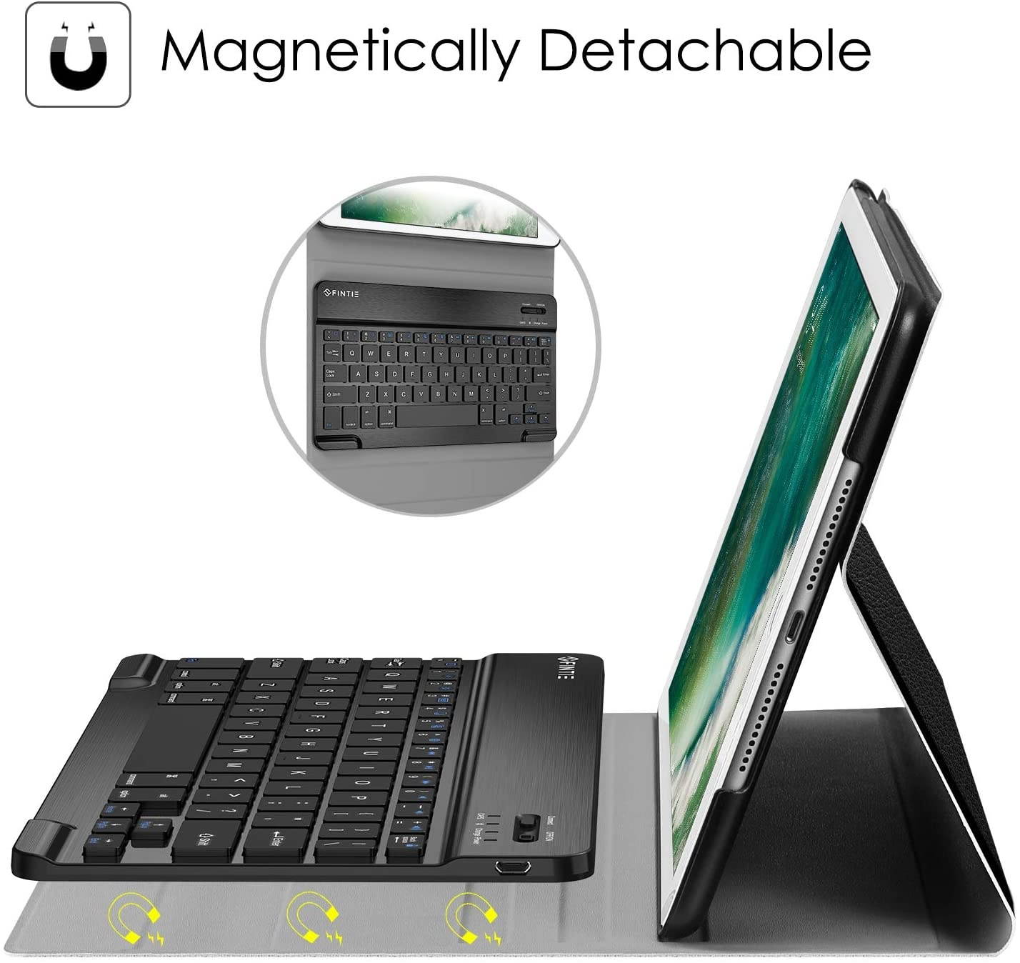 Fintie Keyboard Case for iPad 9.7 2018/2017 / iPad Air 2 / iPad Air - Slim Shell Stand Cover w/Magnetically Detachable Wireless Bluetooth Keyboard for iPad 6th / 5th Gen, Black