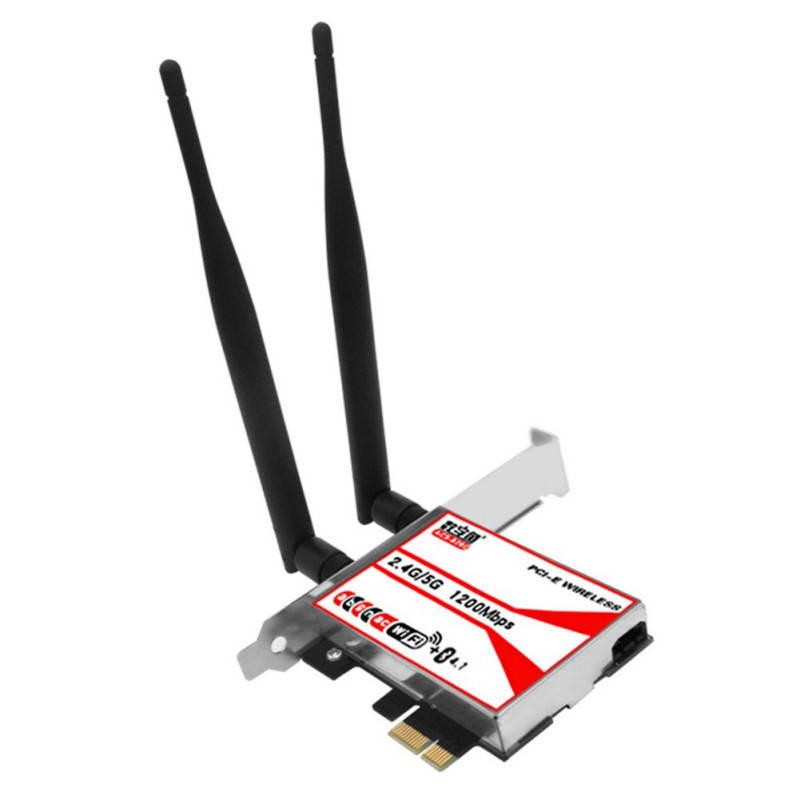 Wireless AC Dual Band 1200Mbps PCIE Wi-Fi Bluetooth Adapter for Windows or Linux Desktop PCs or Servers-2.4GHz 300Mbps and 5GHz 1200Mbps Wi-Fi Card -Bluetooth 4.1 with EDR Wi-Fi Adapter
