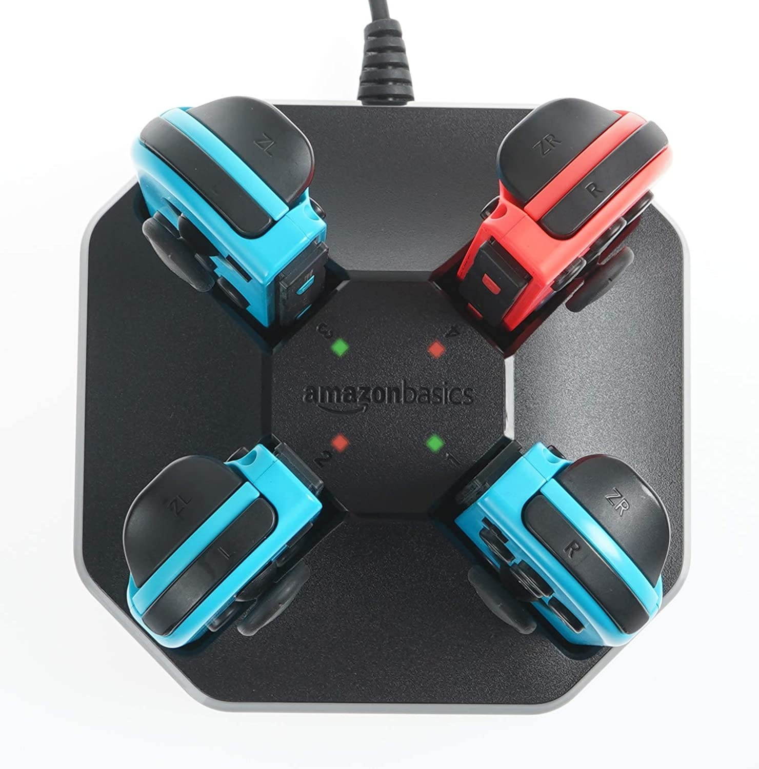 AmazonBasics Charging Station Dock for 4 Nintendo Switch Joy-con Controllers - 2.6 Foot Cable, Black