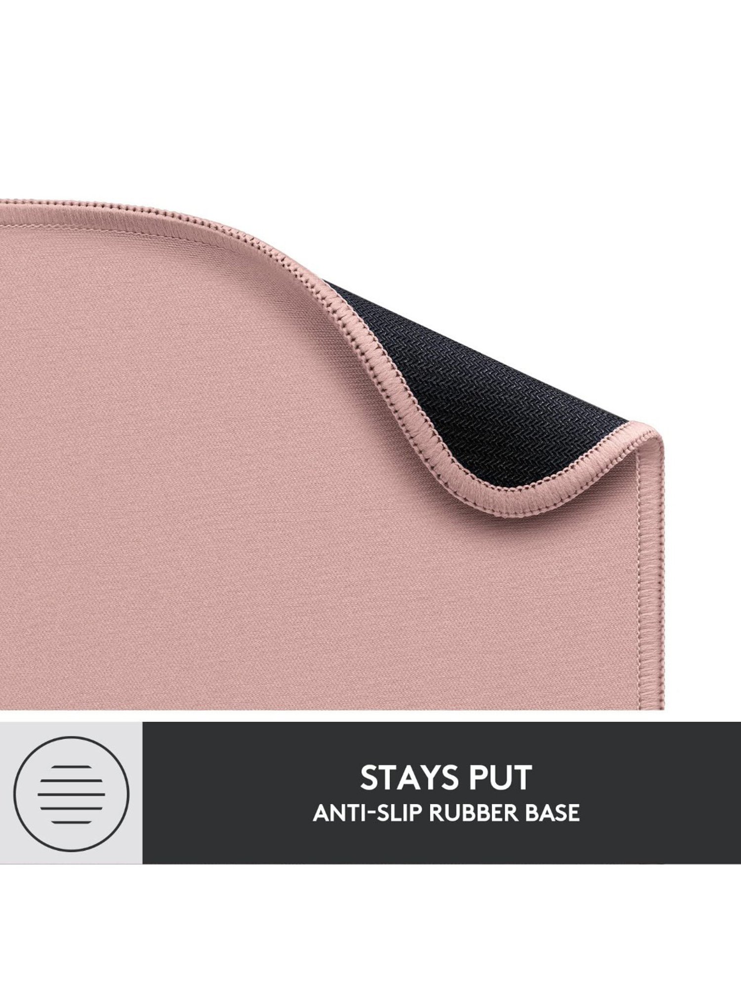 Logitech Mouse Pad - Studio Series, Computer Mouse Mat with Anti-Slip Rubber Base (Dark Rose)