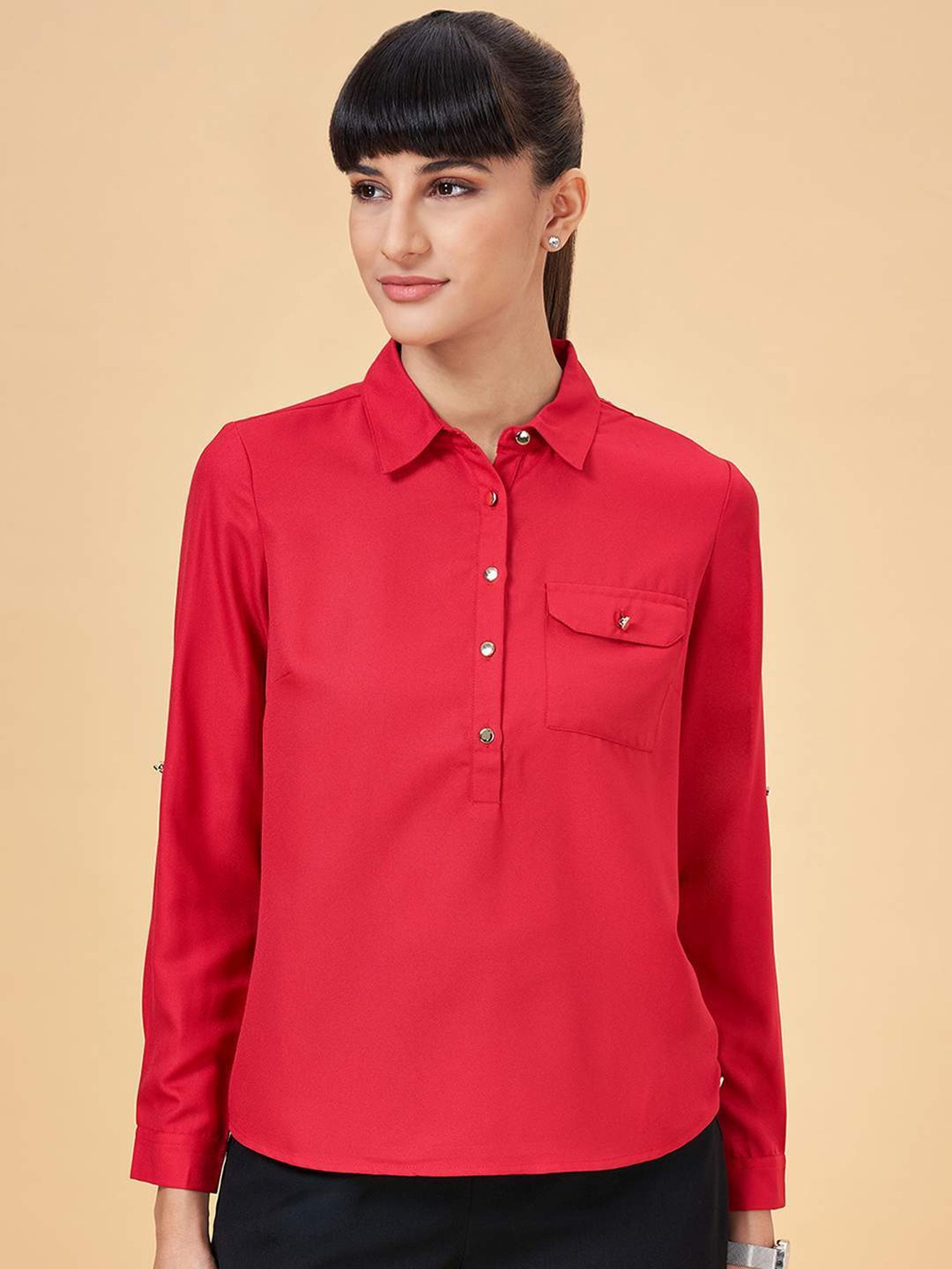 Annabelle by Pantaloons Red Regular Fit Top