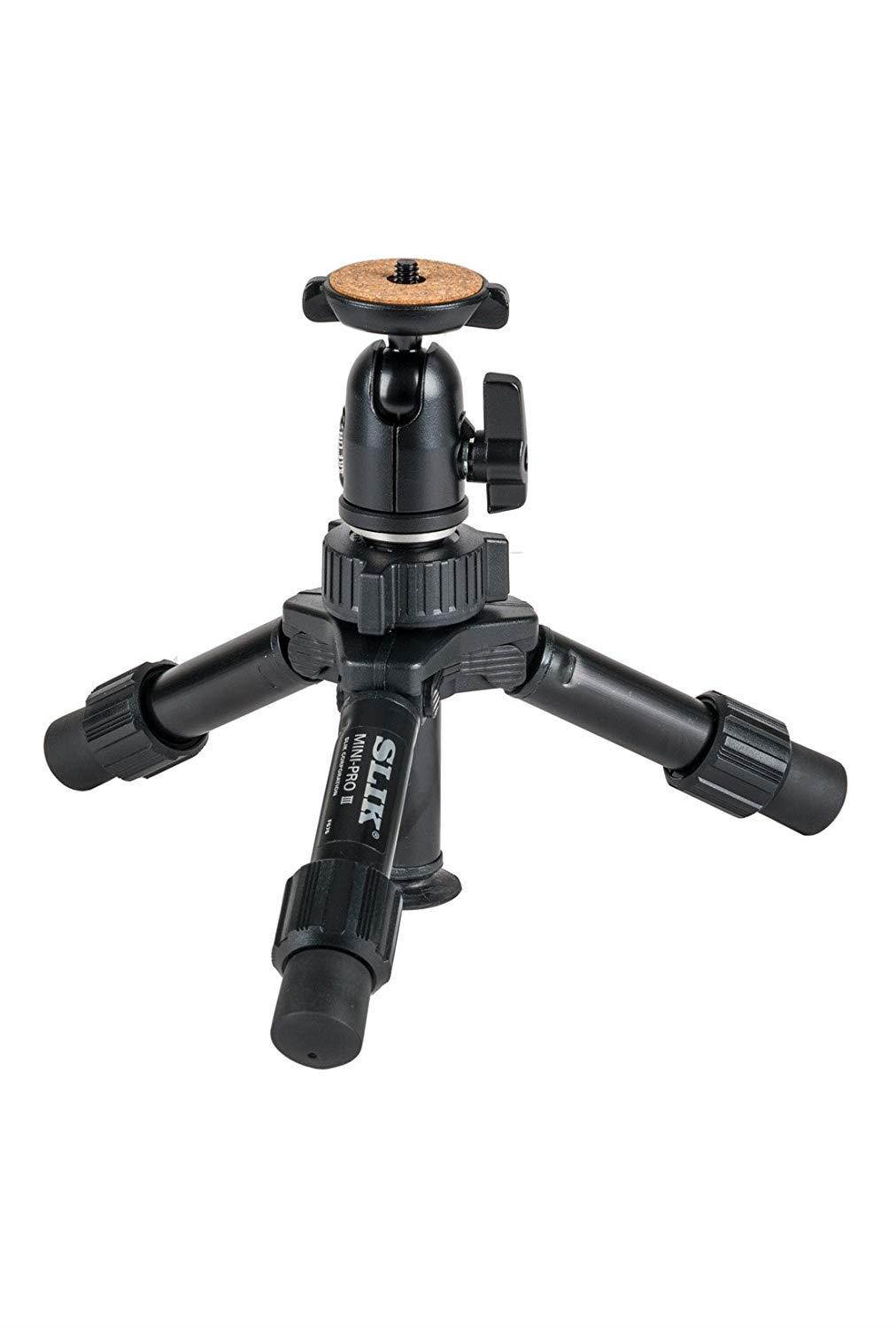 SLIK Mini Pro III Table Top Tripod, 2-Section, Max 10" Black (611-351)