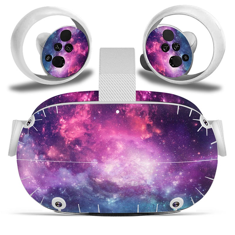 Amify Vinyl Skin Sticker for Oculus Quest 2 VR Headset Controller PVC Decals Cute Cartoon Wrap Cover for Oculus Quest 2 Accessories