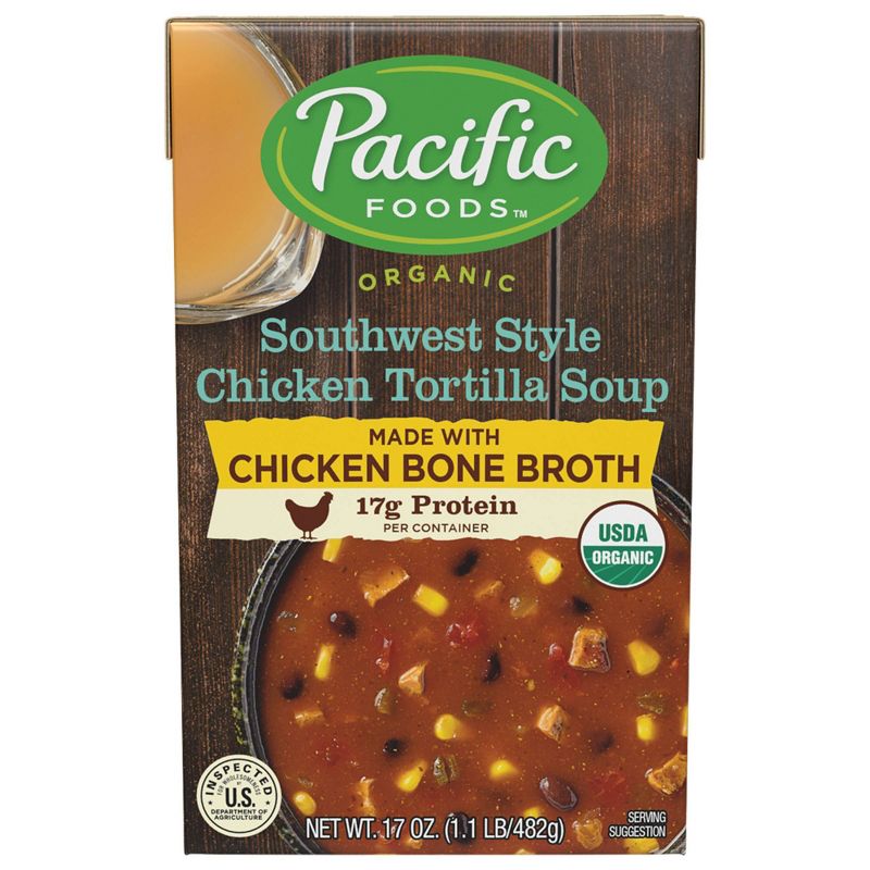 Pacific Organic Chicken Tortilla Bone Broth Soup - 17oz