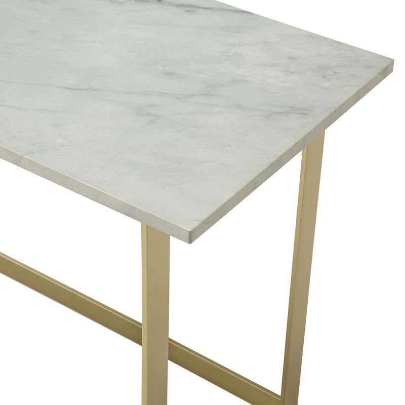 42" Contemporary Modern Faux Marble ComputerWriting Desk White Marble/Gold - Saracina Home