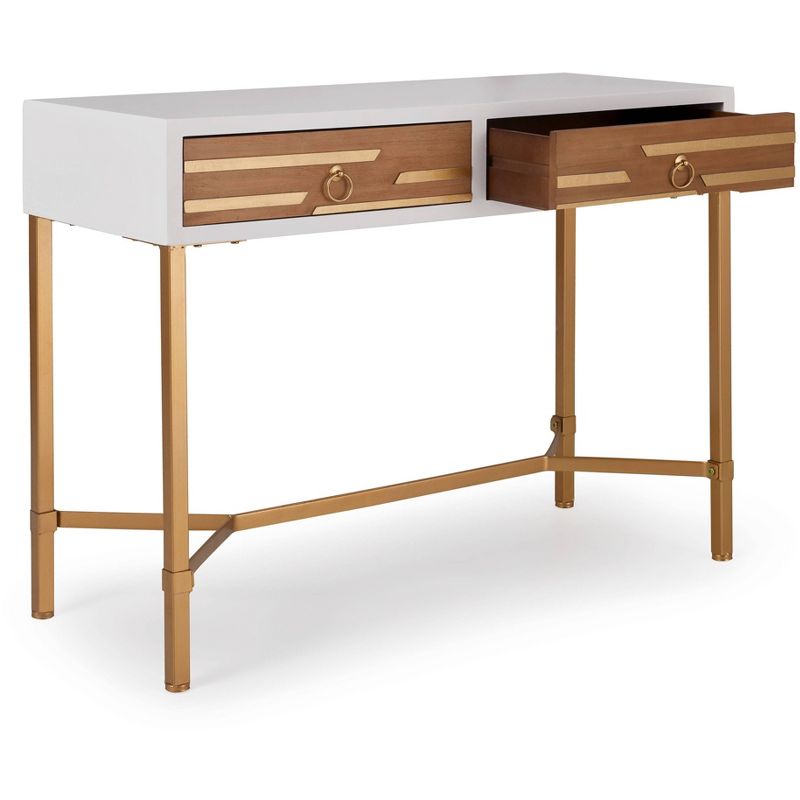 Jupiter Desk Console Table White/Gold - Adore Decor