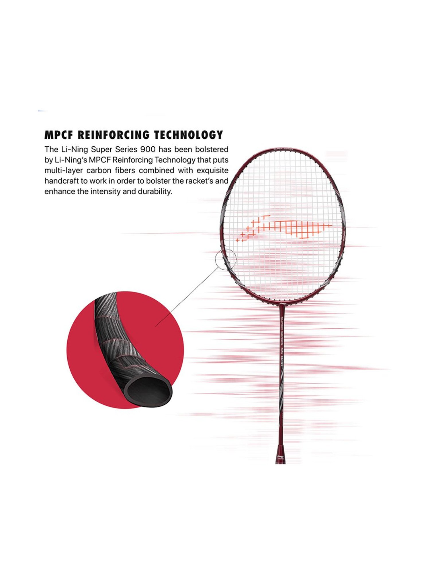 Li-Ning Super Series 900 Badminton Racket (Red) Size - Medium