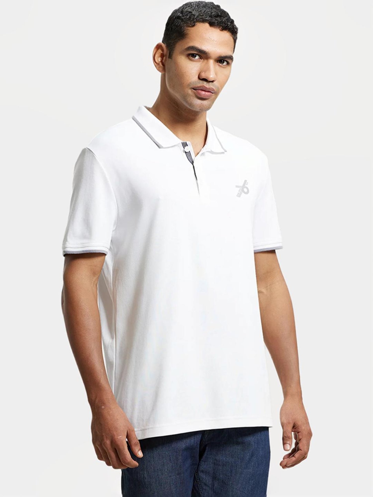 Jockey 3911 White Super Combed Cotton Rich Half Sleeves Polo T-Shirt (Logo Design May Vary)