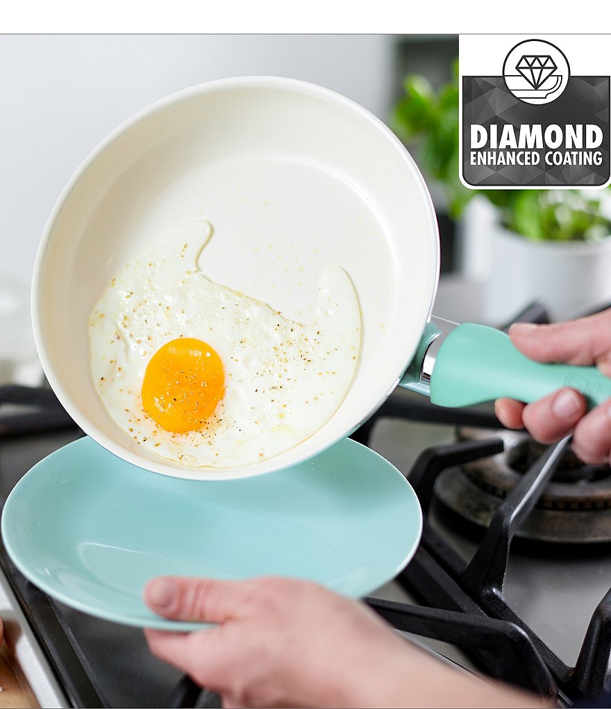 GreenPan Rio 16-Piece Turquoise with Cream Interior Cookware Set