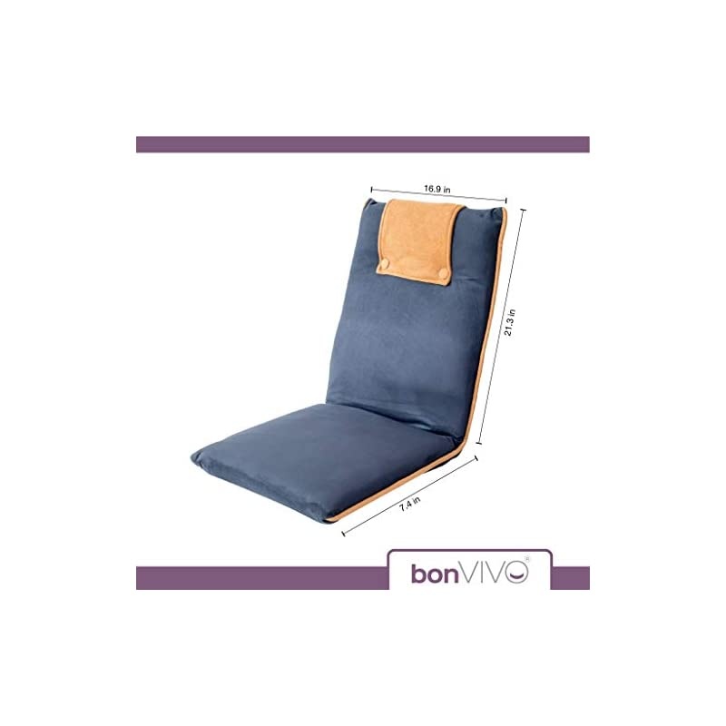 Padded Floor Chair - Easy II Floor Seating for Adults w/Adjustable Backrest, Blue & Beige