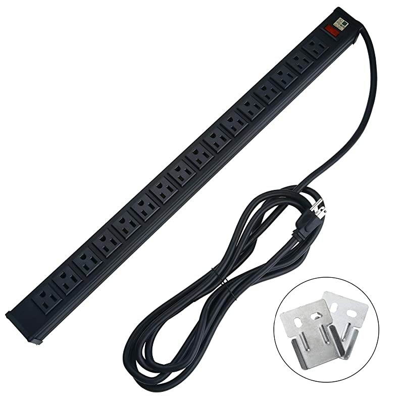 Outlets Power StripHeavy Duty Metal Socket Power Strip with 98ft Long Cord and Power SwitchMounting Brackets IncludedWorkshopIndustrial useBlack