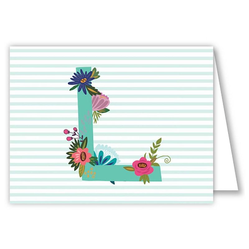 Folded Notes - Vintage Floral Monogram - L