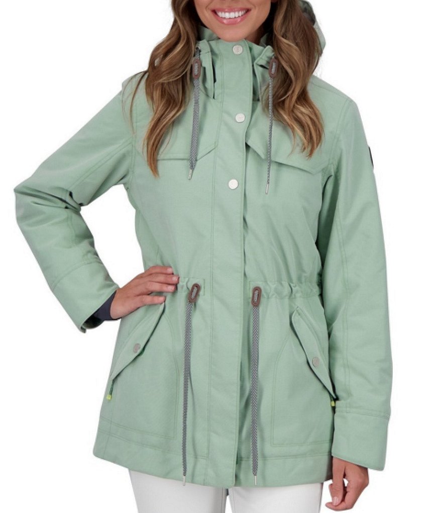 Obermeyer Celestia Hooded Stand Collar Thumbhole Cuff Interior Pocket Ski Jacket