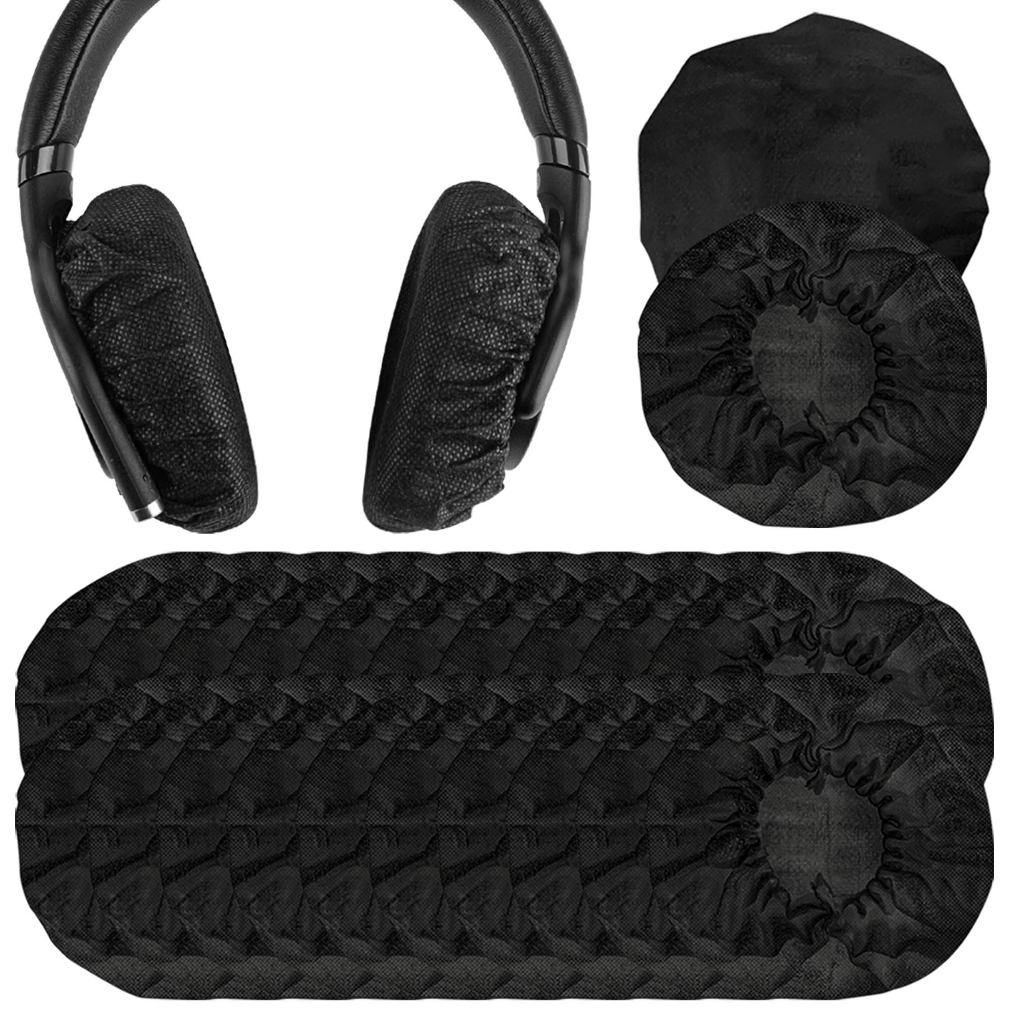 Geekria 100 Pairs Medium Disposable Headphone Covers/ Earphone Covers / Ear Pads Protector/ Stretchable Sanitary Earcup, Fits 3.14"-4.33" Headsets, Like Bose QC35 II, SONY WH-1000XM3 (Black)