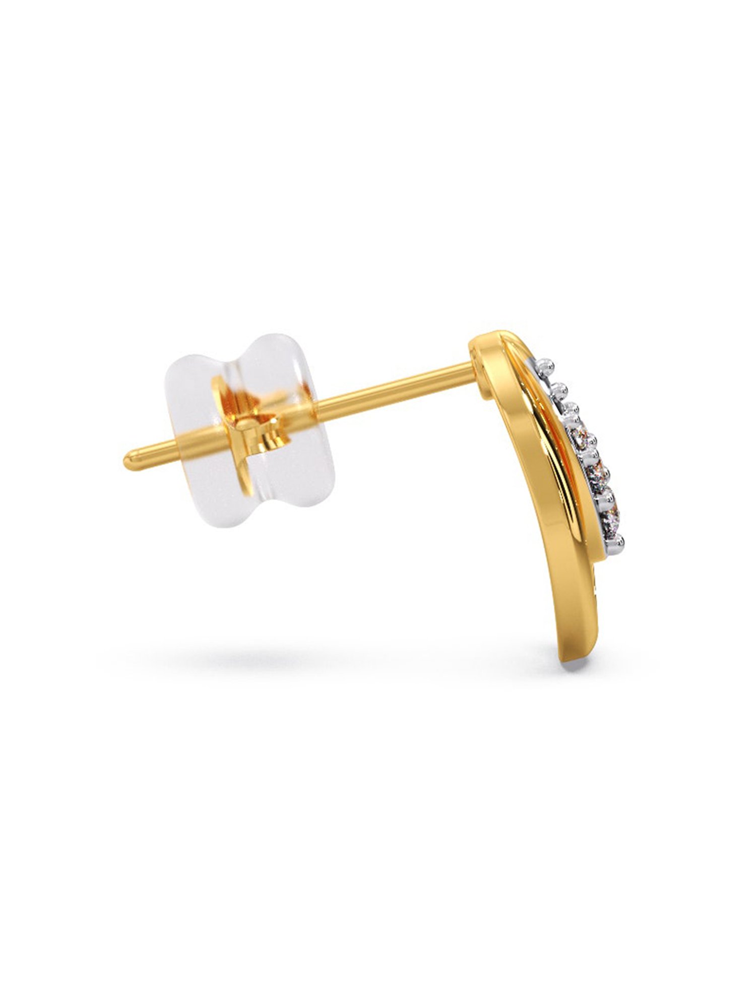 Candere by Kalyan Jewellers Stylish 18K Yellow Gold and Diamond Stud Earrings