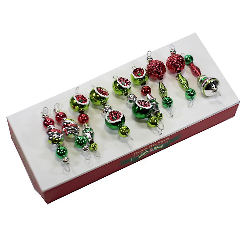 Shiny Brite 4.5" Holiday Splendor Shape Icicles Ornament Set/9 Drop Reflector  -  Ornament Sets