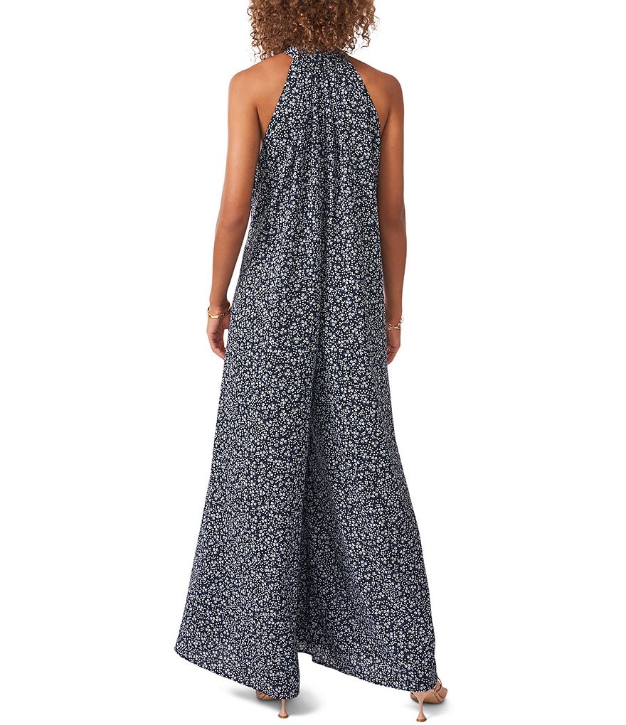 1. STATE Floral Print Sleeveless Tie Mock Neck Jumpsuit