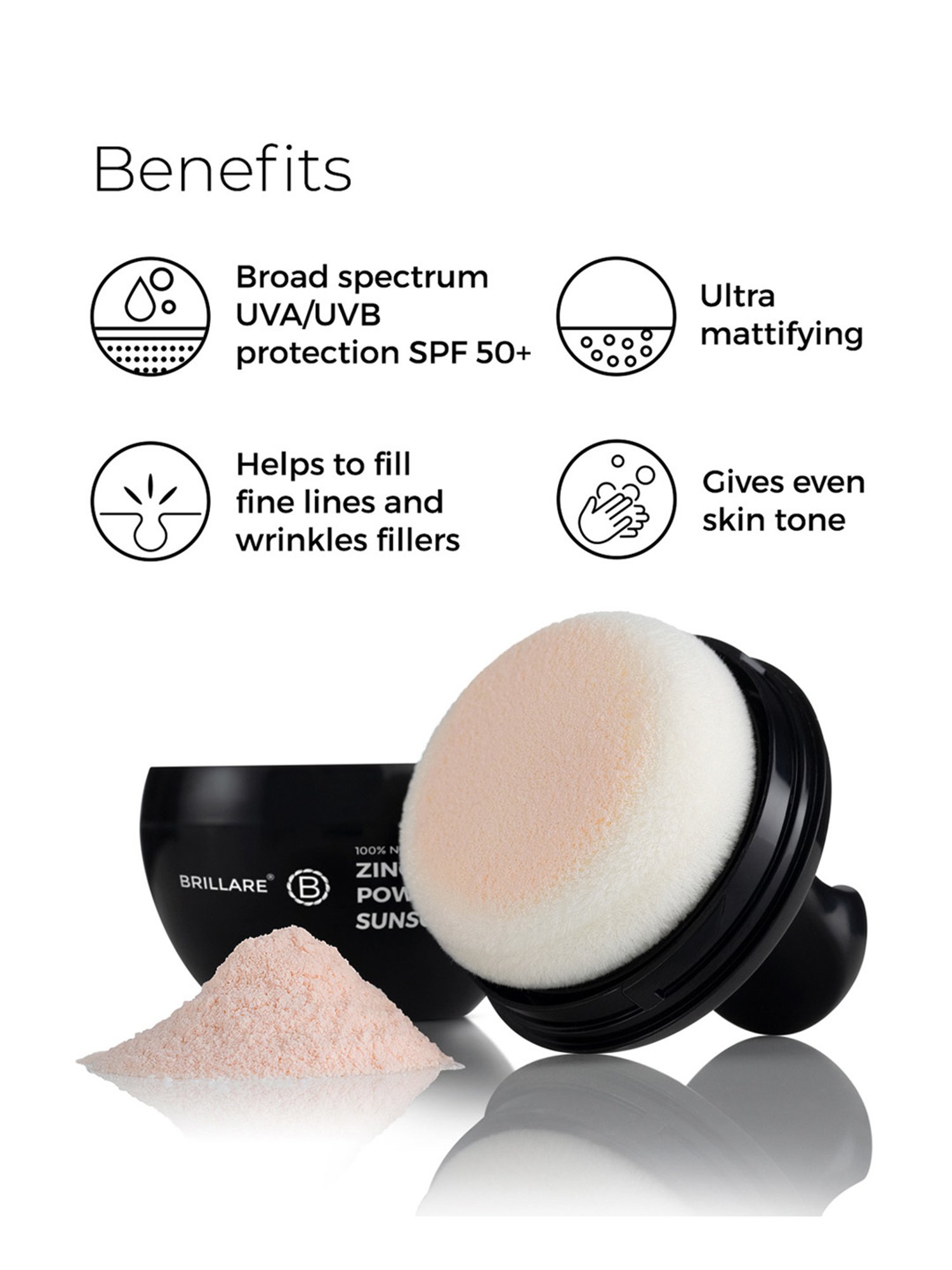 Brillare 100% Natural Zinc Powder Sunscreen - 4 gm