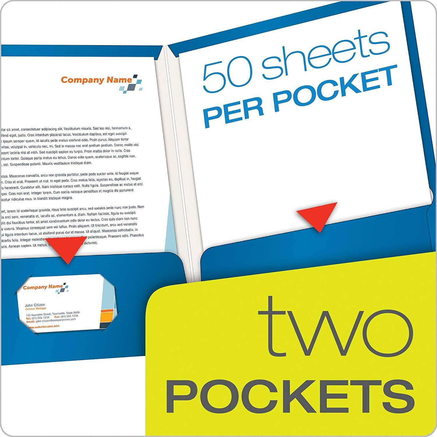 Oxford Laminated Twin-Pocket Folders, Letter Size, Blue, Holds 100 Sheets, Box of 25 (51701EE)