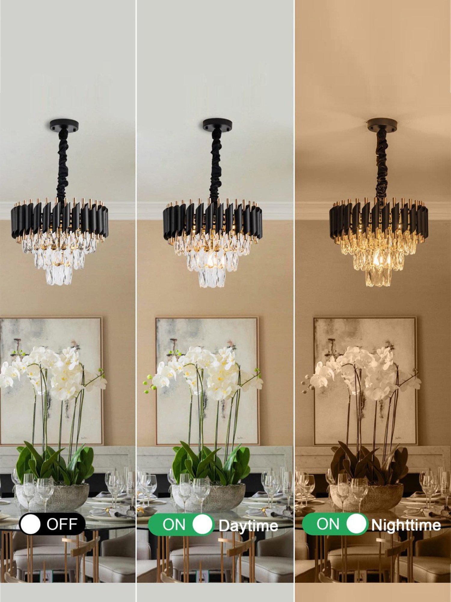 Homesake Black Metal Crystal Chandelier