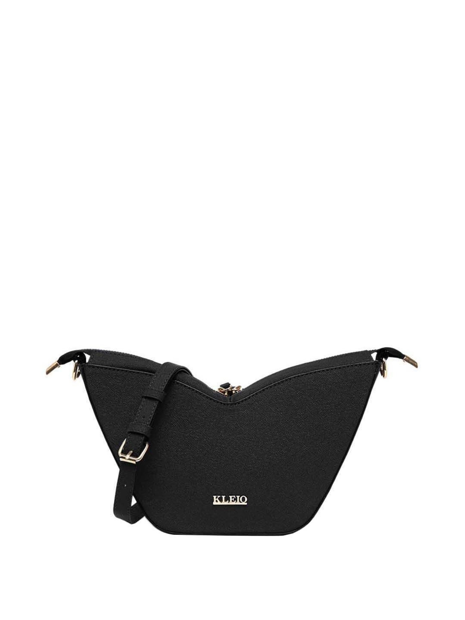 KLEIO Black Solid Small Sling Handbag