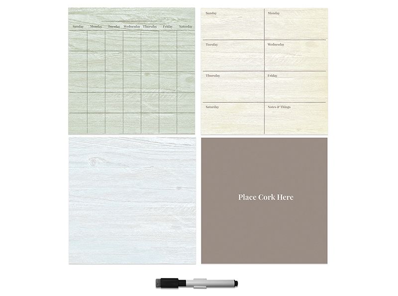 Wall Pops!  Cork and White Board Calendar Set 4ct - Multicolor Wood