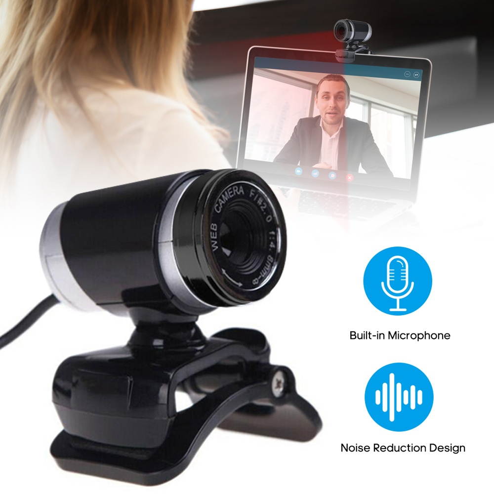 USB Webcam High-definition Web Camera with Clip-on Base Built-in Microphone USB2.0 Web Cam for Computer PC Laptop