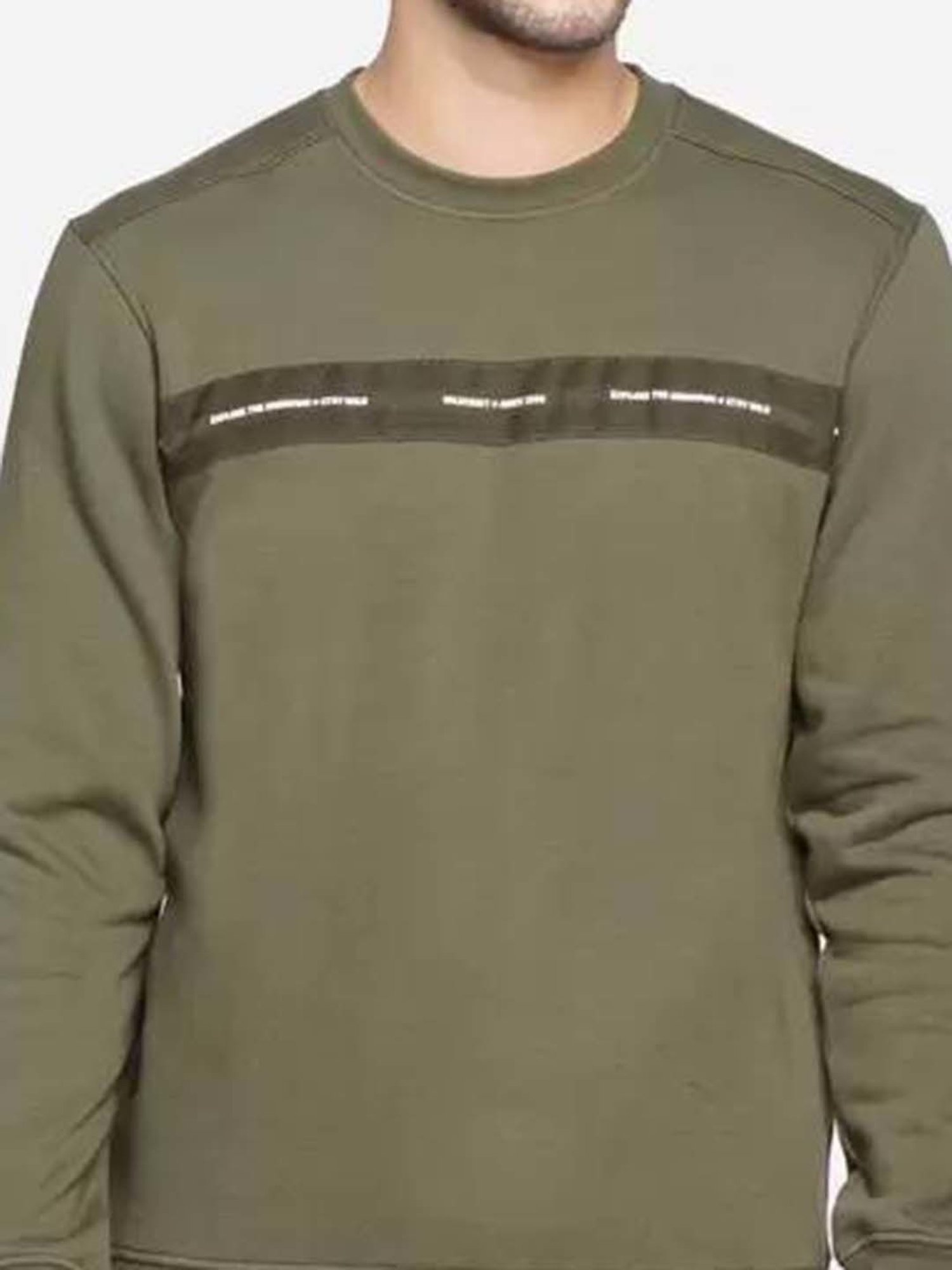 Wildcraft Dark Olive Regular Fit Print Sweatshirt