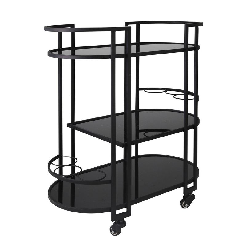 32" Metal 3 Tier Bar Cart Black - Sagebrook Home