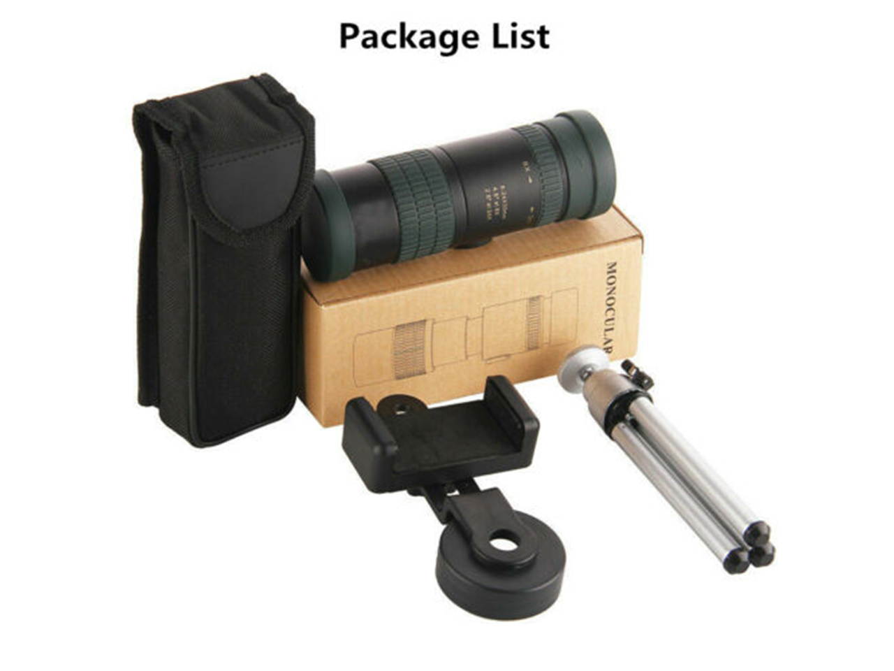 8-24X30mm HD Zoom Super Telephoto Monocular Telescope W/ Tripod & Clip Kit