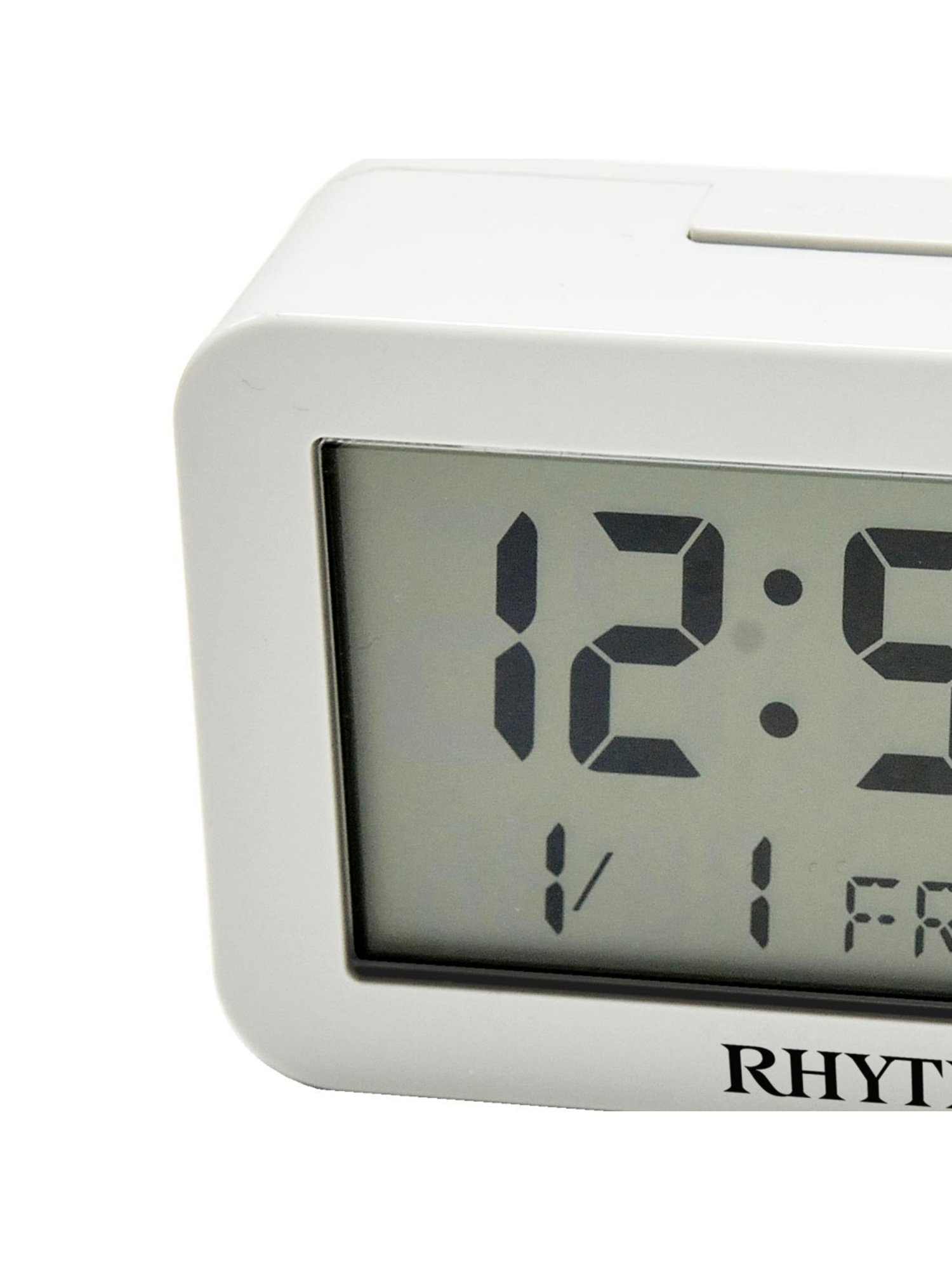 RHYTHM White Plastic Rectangular LED Light Beep Alarm Digital Table Clock