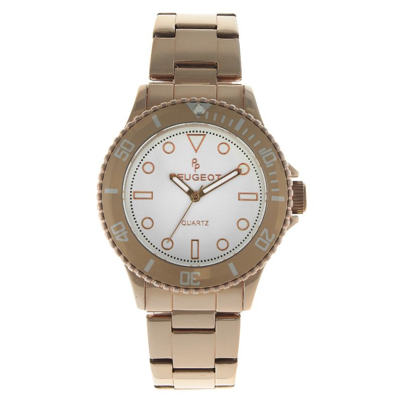 Women's Peugeot Ratchet Bezel White dial Watch - Rose Gold