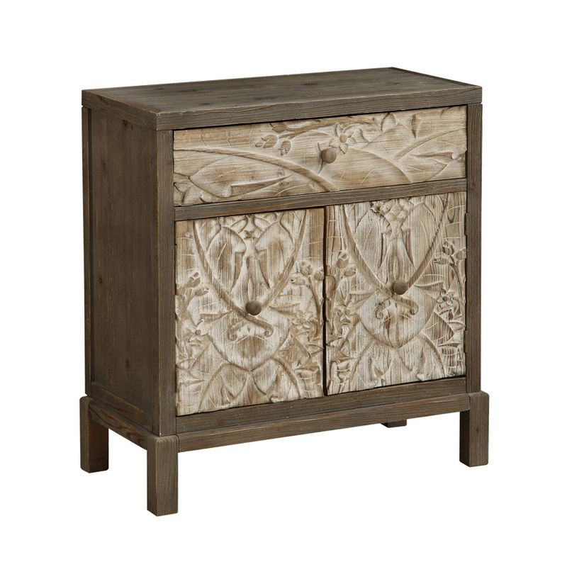 Knight 1 Drawer 2 Door Cabinet Weathered Natural/Brown - Treasure Trove Accents