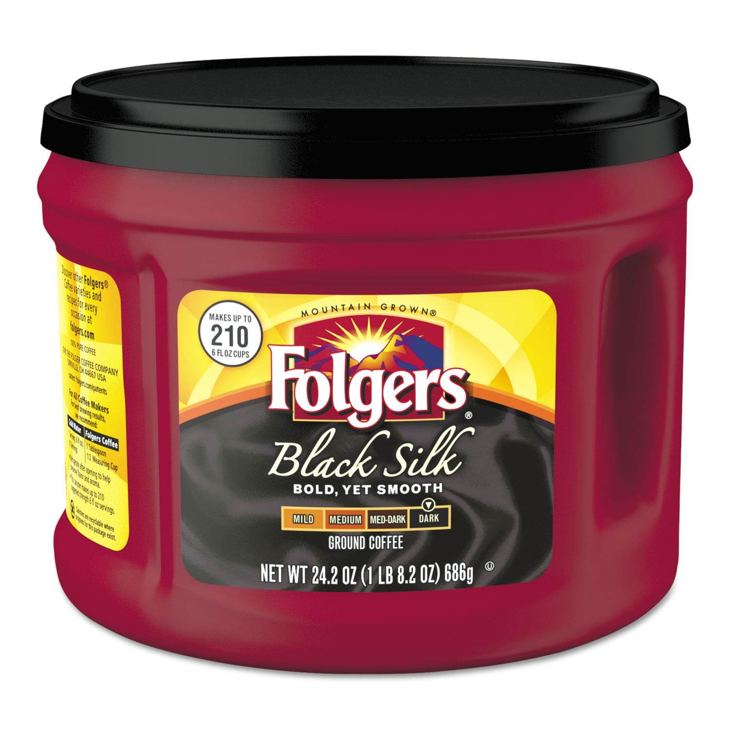 Folgers Coffee Black Silk 24.2 oz Canister 6/Carton 20540CT