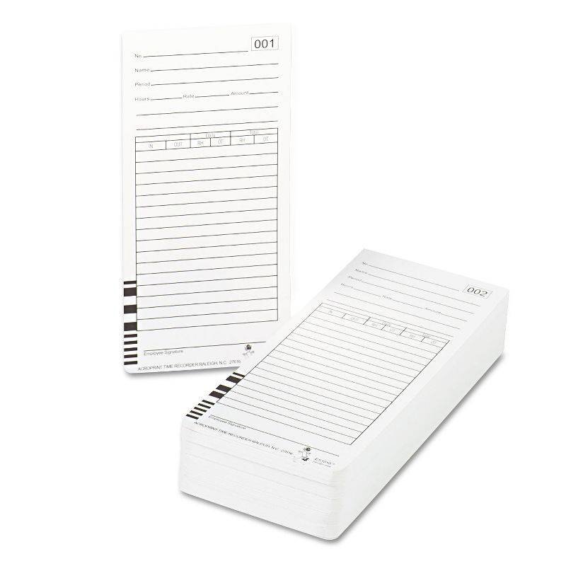 Acroprint Time Card for Es1000 Electronic Totalizing Payroll Recorder 100/Pack 099111000