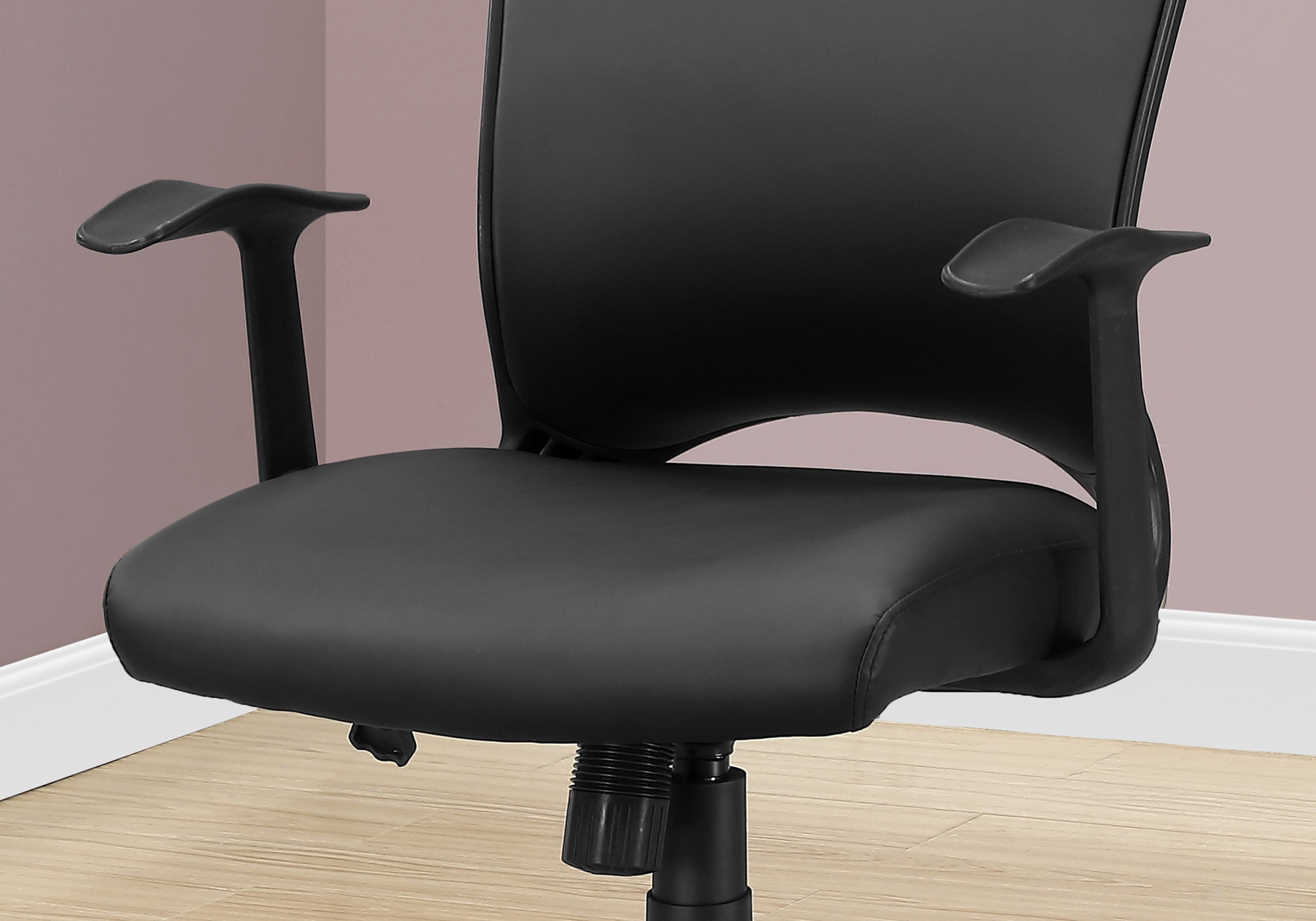 Monarch Specialties 24.5"L Contemporary Mid-Back Leather-Look Fabric Office Chair - Black