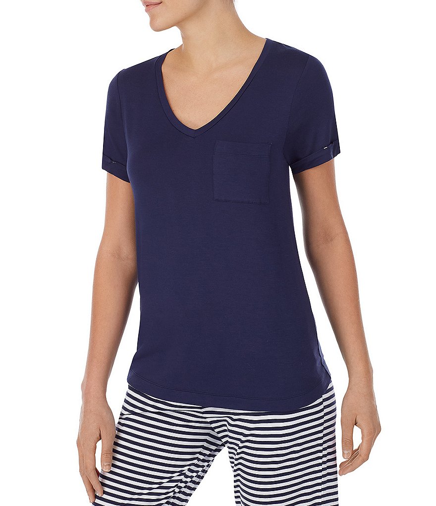 Jane & Bleecker New York Solid V-Neck Knit Sleep Tee