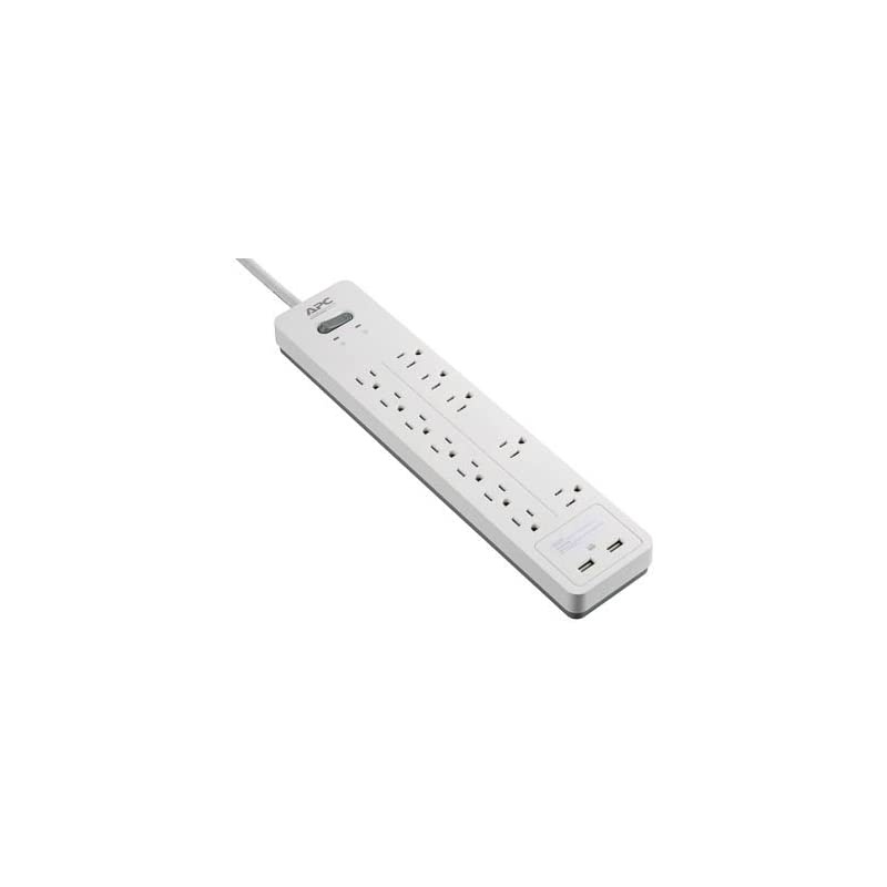 Surge Protector Power Strip with USB Charging Ports PH12U2W 2160 Joules Flat Plug 12 Outlets