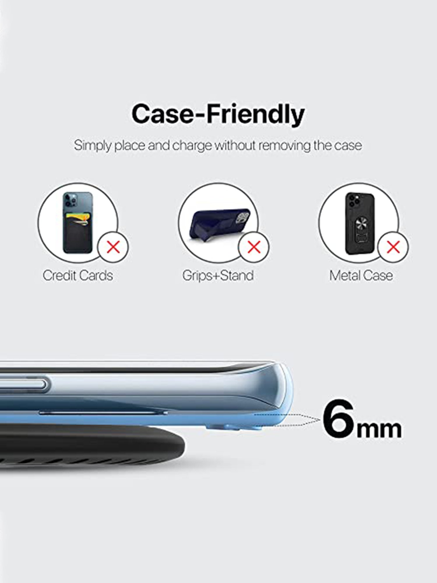 Eller Sante 15W Wireless Charger Fast Charging Pad with Type C Cable (MontClad-Black)